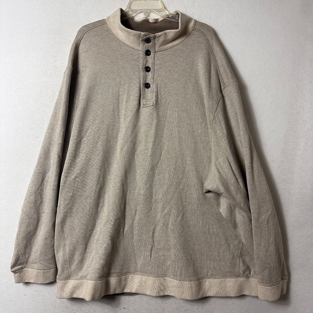 Tommy Bahama Reversible Henley 1/4 button‎ Sweater Men's Size 3XL  beige brown